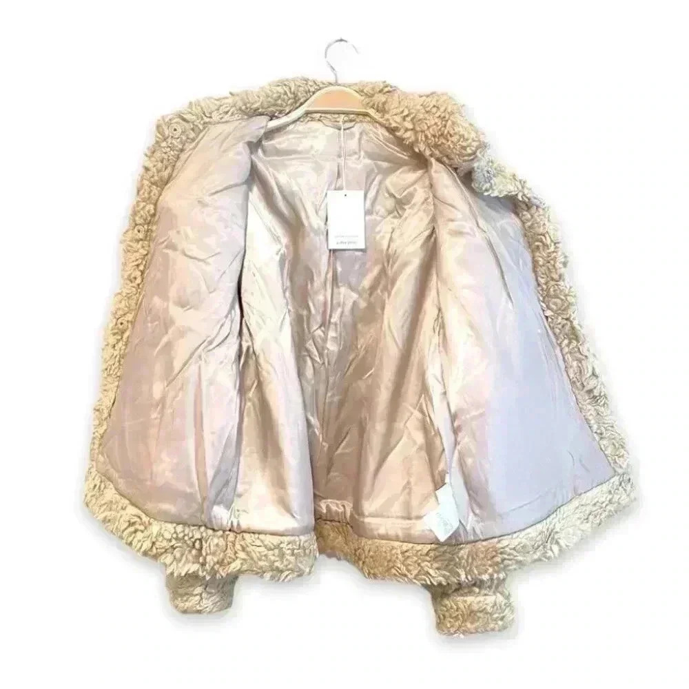 NWT & Other Stories Faux Fur Cozy Teddy Jacket Latte Brown Size 8 - Picture 7 of 11